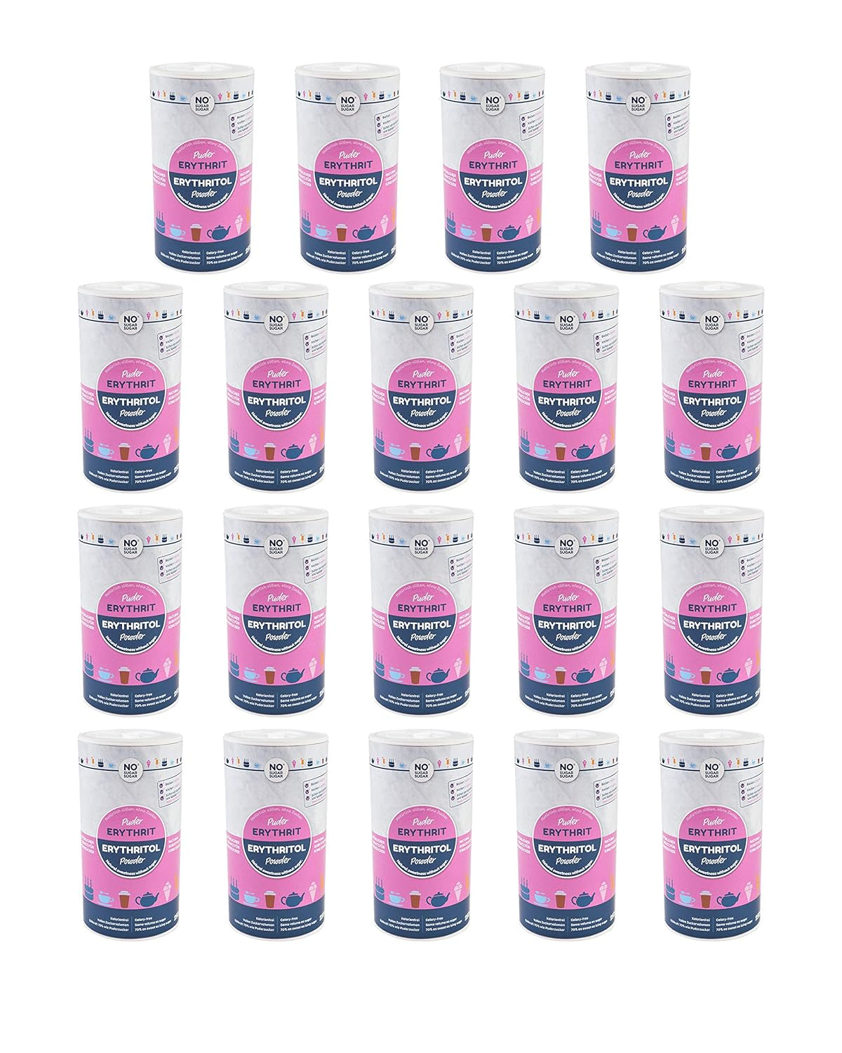 Nosugarsugar Erythrit Puder Streudose - Puderzuckerersatz Kalorienfrei, 19Er Pack (19 X 250 G) Indulcitori Naty Shop