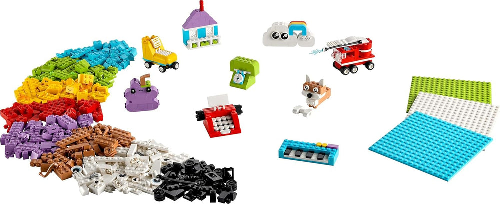 LEGO Classic Creative Build-and-Play Box - Colourful Bricks Set - Build a House, Dog, Fire Engine Toy, Piano Keyboard, Clouds & Rainbow - Arts and Crafts Kit for 5+ Year Old Boys & Girls - 11044