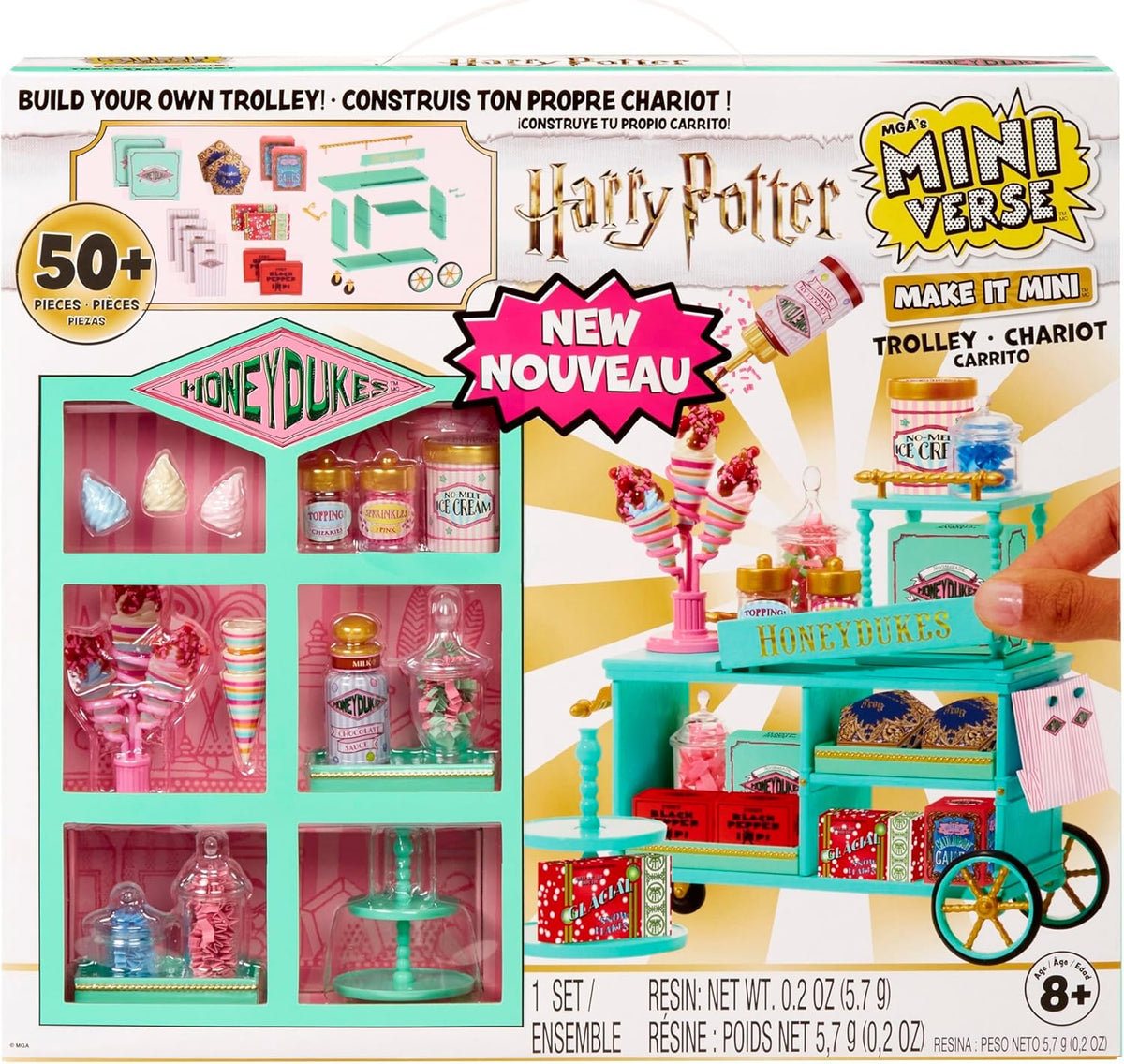 MGA's Miniverse Make It Mini Honeydukes Trolley- Harry Potter Mini-Sammlerstücke, 50+ Teile, Kunstharz-Bastelspiel, Nachgebildete Lebensmittel, Für Sammler & Kinder ab 8, Nicht ESSBAR