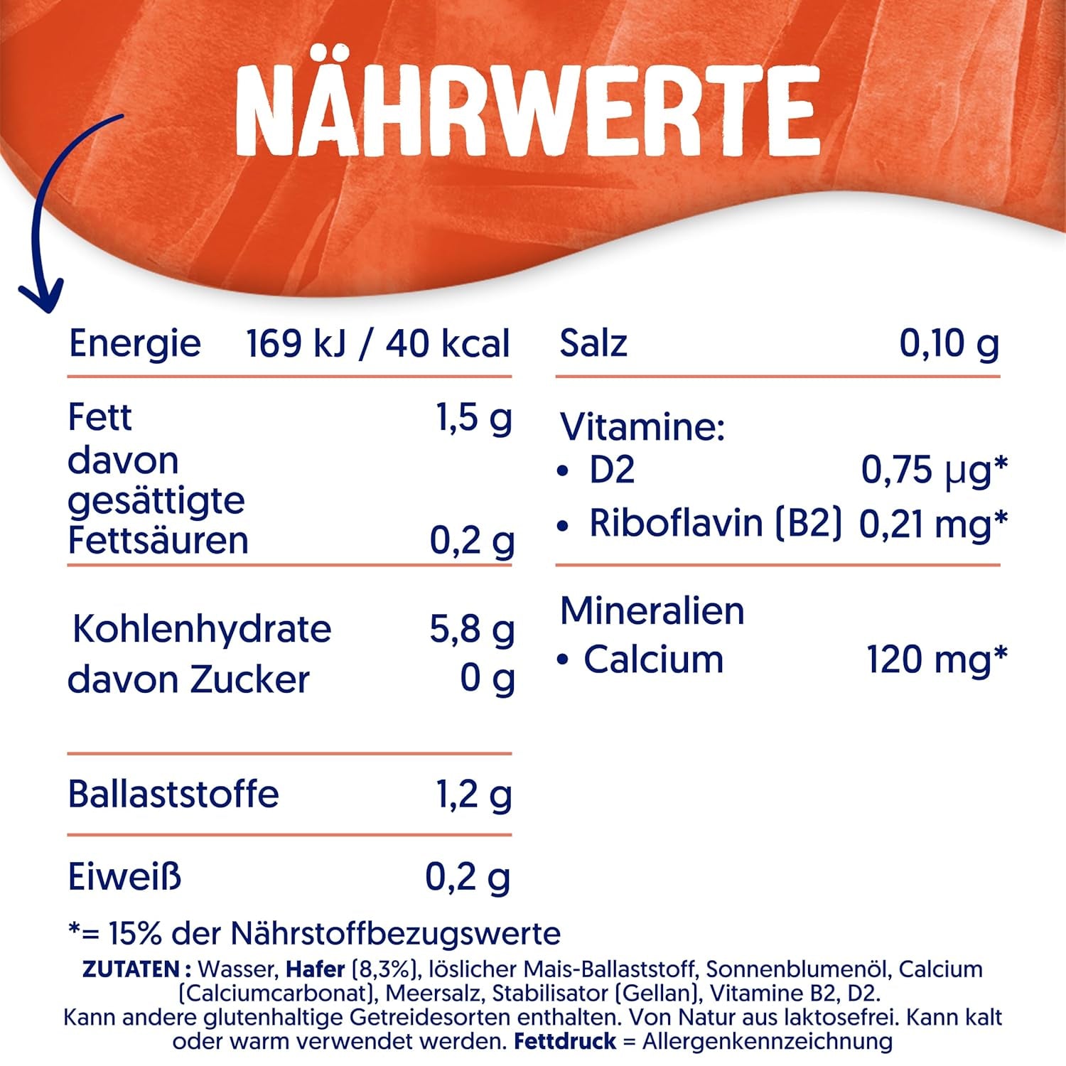 Alpro Haferdrink ohne Zucker – Milchalternative auf Haferbasis – Vegan und laktosefrei – Reich an Ballaststoffen, Calcium und Vitaminen – 8 x 1 L