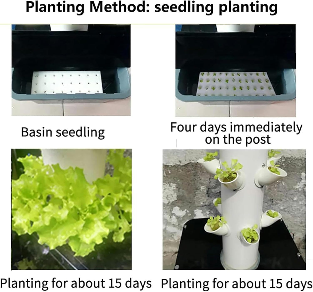 Turn hidroponic cu 30 de capsule, sistem de creștere hidroponică, kit de creștere aeroponică pentru ierburi, fructe și legume cu pompă de umidificare, adaptor, ghivece din plasă, temporizator pentru ierburi, fructe și legume