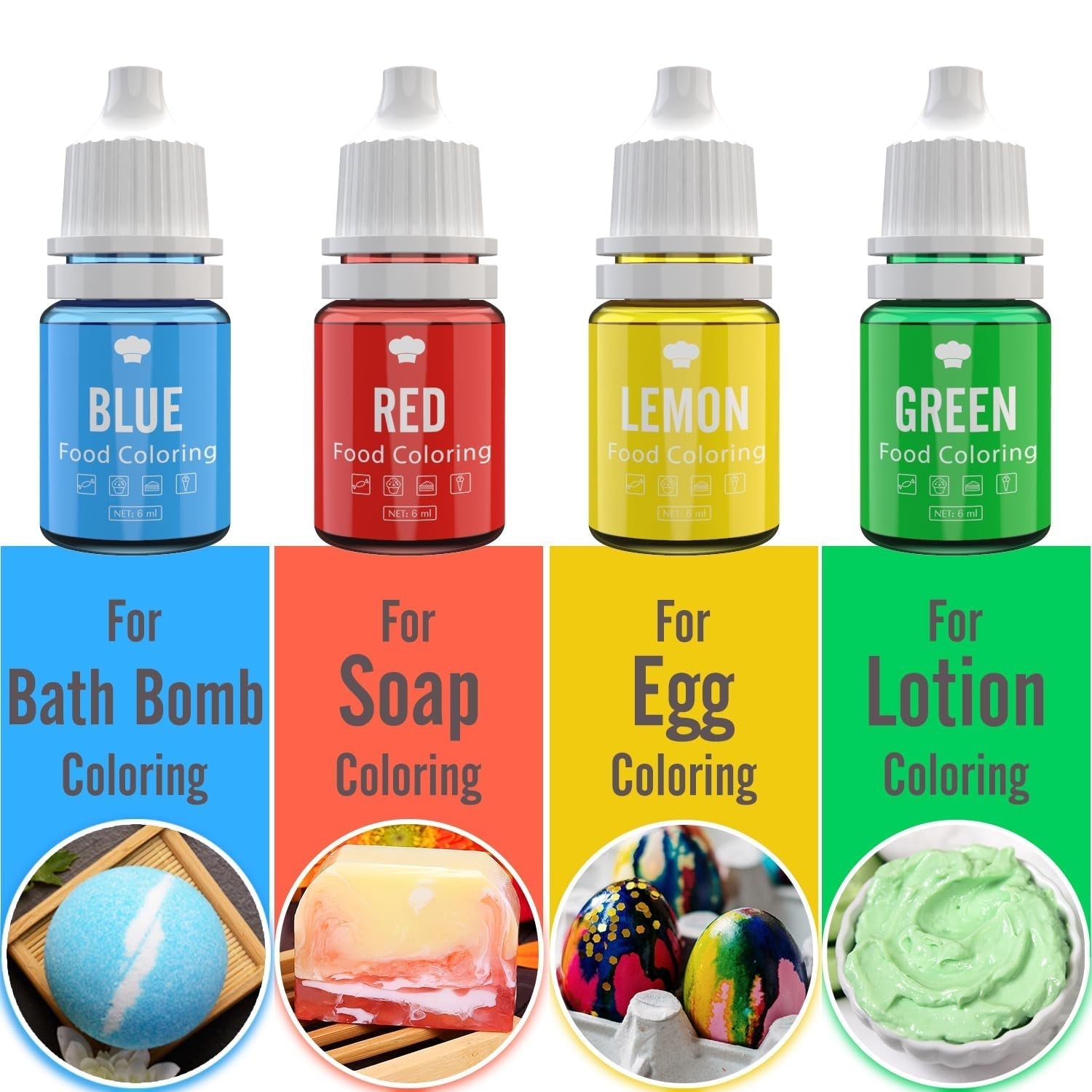 Colorant alimentar - 24 de coloranți alimentari vibranți pentru copt, decorarea torturilor, glazură, fursecuri, fondant și macaroane - Colorant alimentar lichid pentru fabricarea săpunului și meșteșuguri - 24 x 6ml