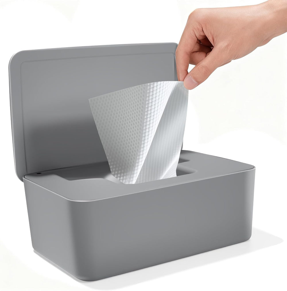 Cutie pentru șervețele umede cu capac, cutie pentru șervețele umede, distribuitor de șervețele umede pentru bebeluși, cutie de depozitare impermeabilă și sigilată, distribuitor de șervețele umede pentru baie, bucătărie, alb