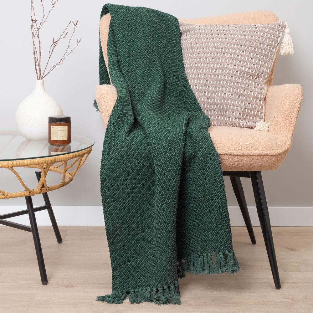 HOMLA Morris Plaid Pătură cu franjuri din bumbac - Pătură moale și confortabilă Pătură din bumbac - țesătură fină 130 X 170 Cm Ecru Paturi si Cuverturi Besuche den HOMLA-Store Salutări