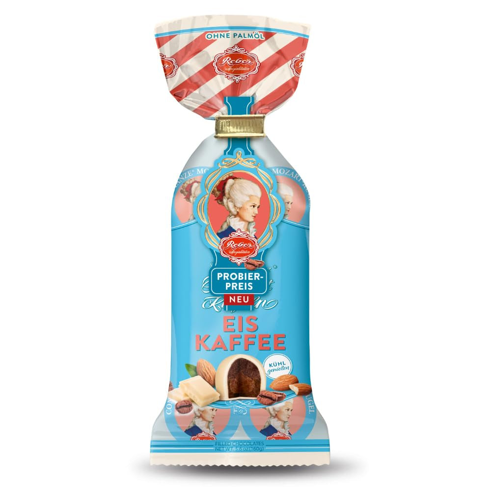 Bile Reber Mozart cu ciocolată neagră, pachet de 6 cu marțipan și nuga, vegane - 1 x 120 g