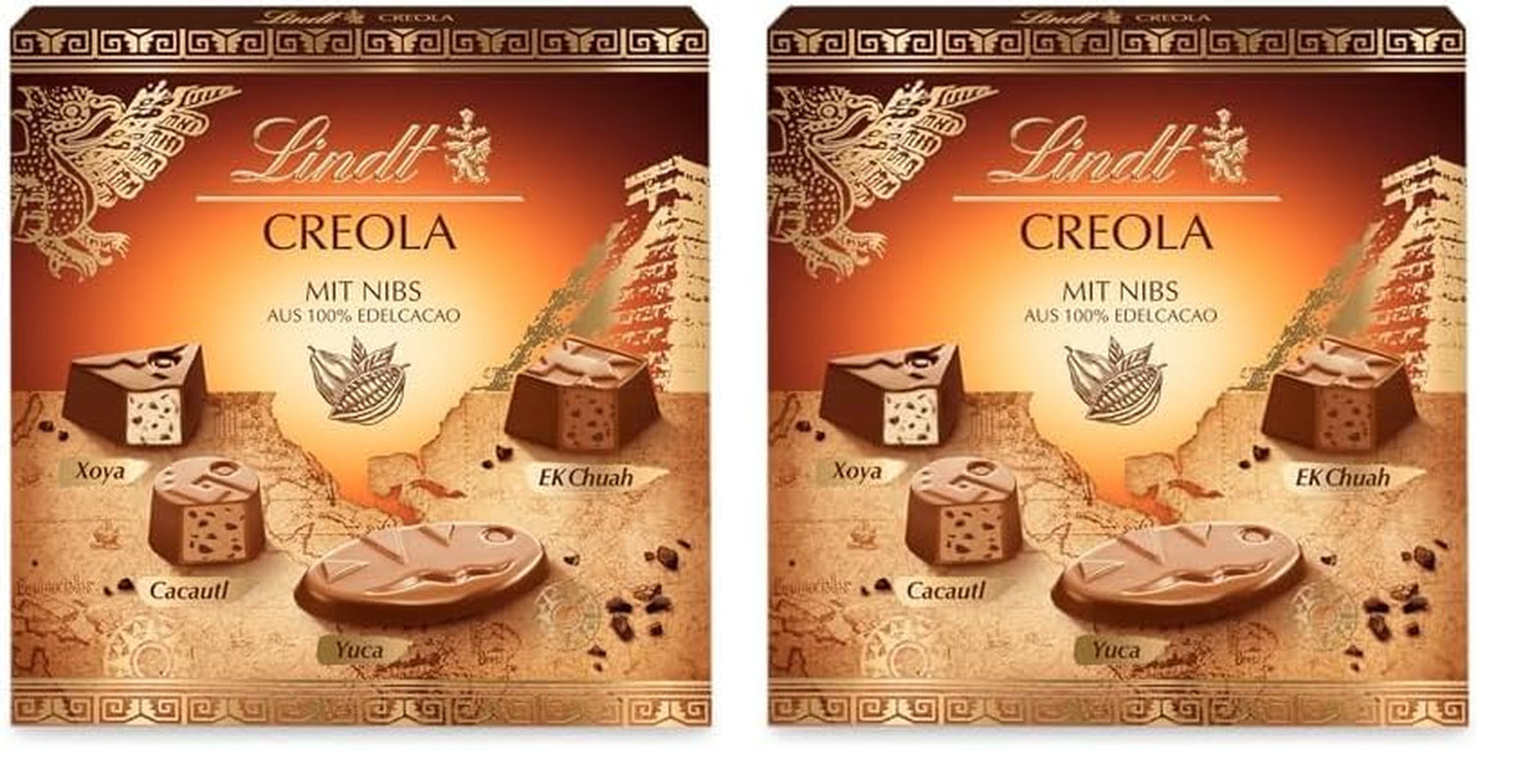 Lindt Ciocolată | Cutie Praline Creola | 165g | 15 praline în 4 sortimente delicioase, fabricate din cacao 100% fină, fără alcool | Set cadou Ciocolată