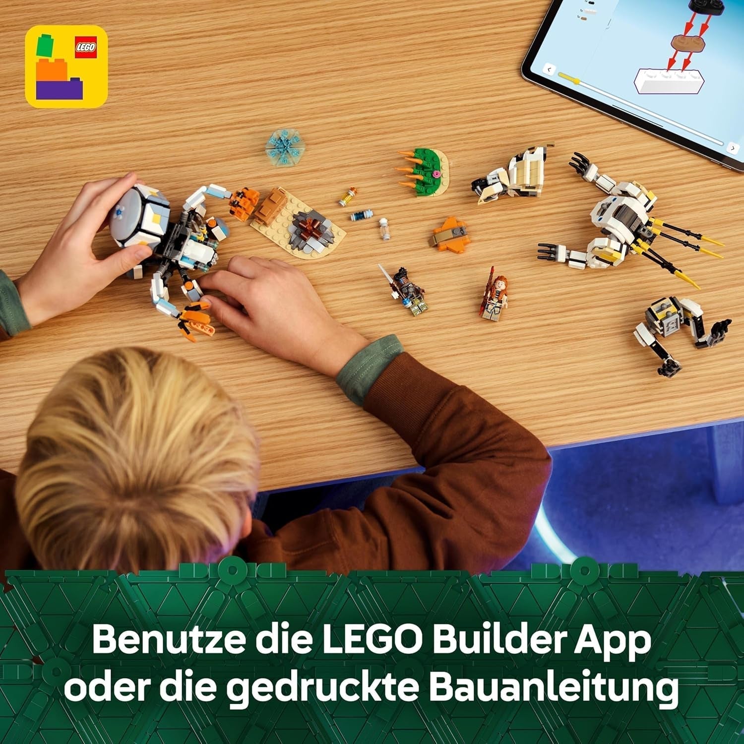 LEGO Horizon Adventures Aloy și Varl vs. Armoured Walker și Sawtooth, jucărie cu mașini monstru și minifigurine, set de colecție pentru fanii jocurilor video, băieți și fete de peste 9 ani 77037 Seturi de constructie Besuche den LEGO-Store