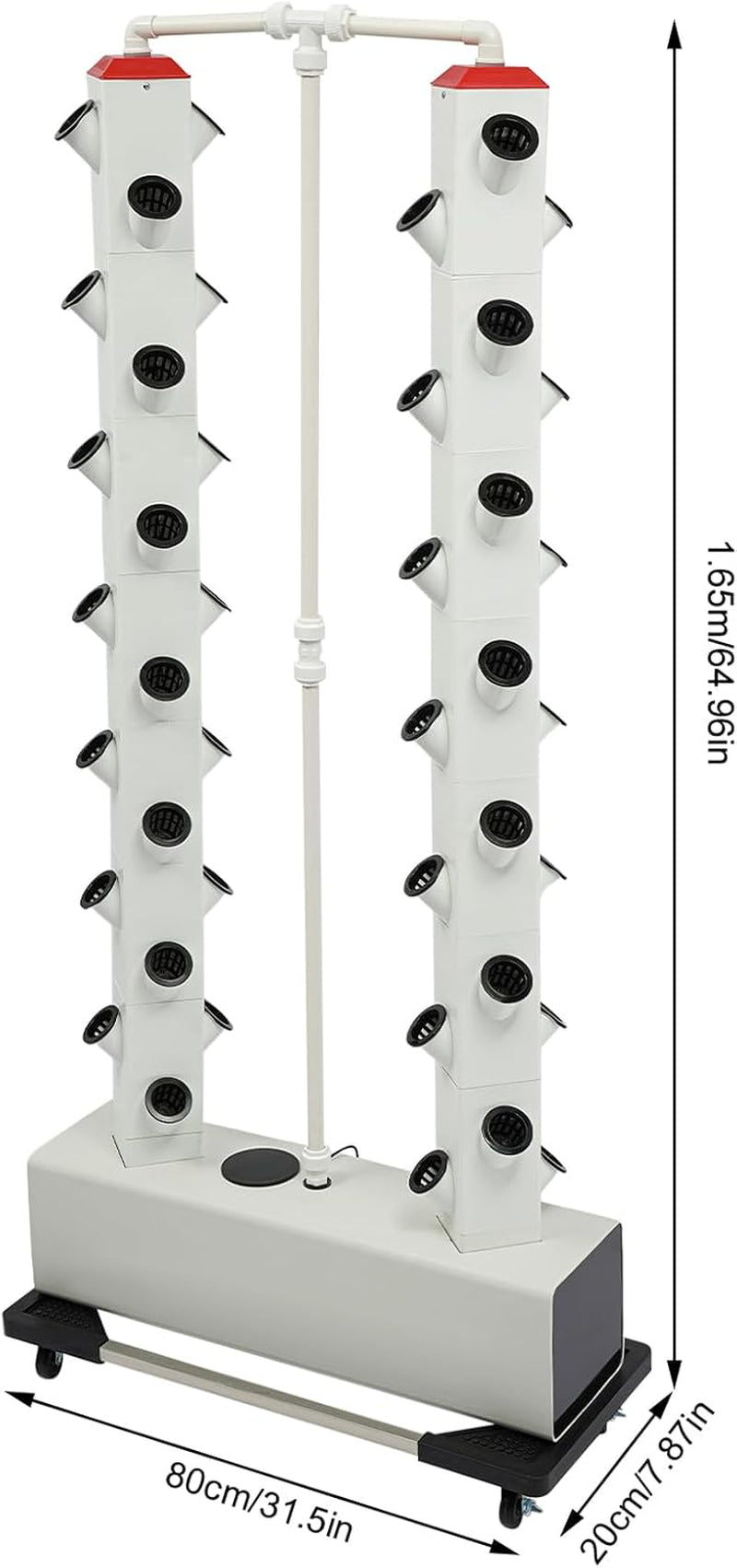 Sistem hidroponic cu 56 de găuri, 7 niveluri, sistem de creștere fără sol, kit de creștere, turn aeroponic, sistem de creștere hidroponic cu pompă de hidratare, temporizator, adaptor, pat germinativ și ghivece cu plasă