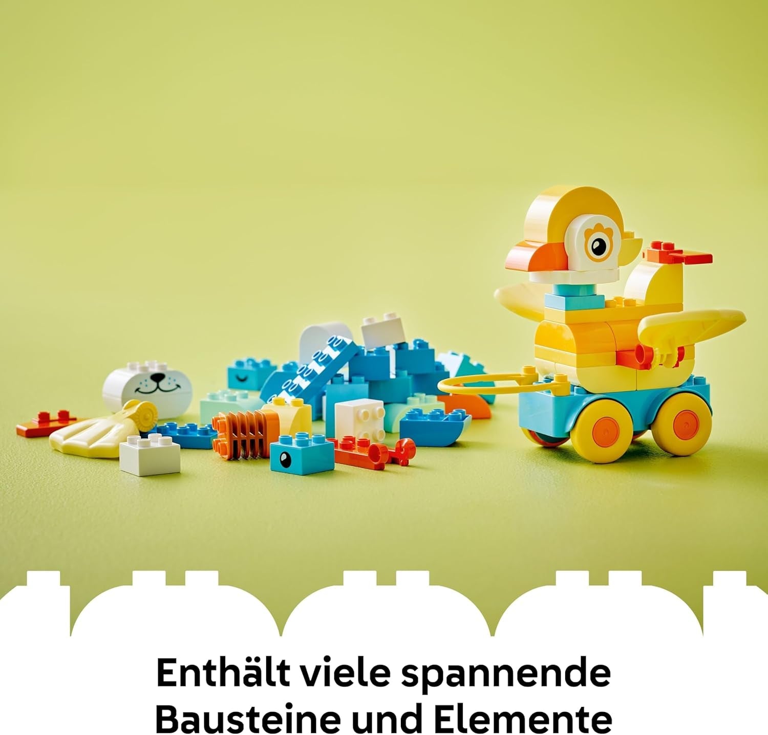 LEGO DUPLO Town Tiere auf Rädern 3-in-1-Set - Montessori Spielzeug zum Bauen von Ente, Fisch oder Hund mit Rädern und Ziehgriff - Geschenk für Mädchen und Jungen ab 2 Jahren - 10448