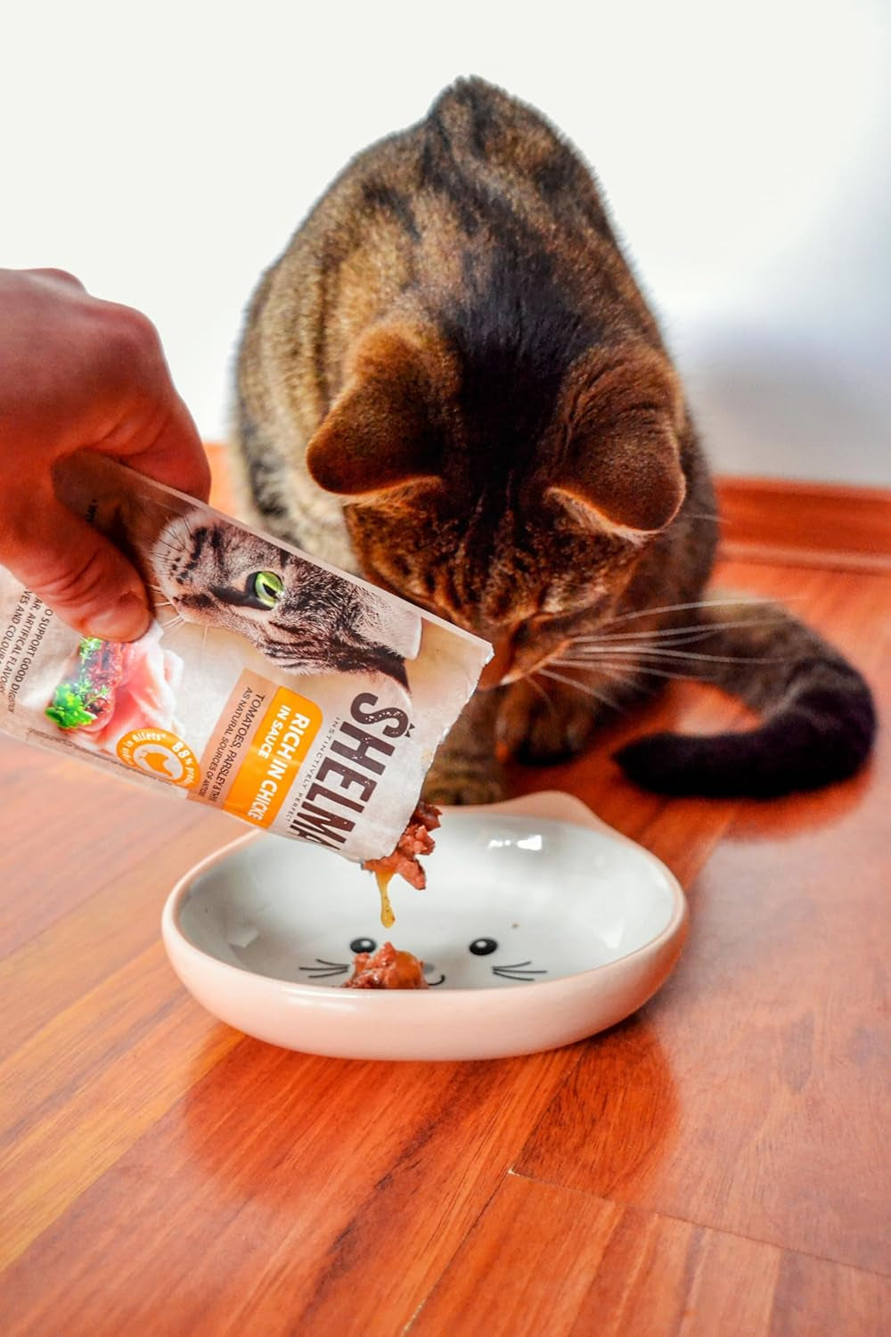 Shelma Katzen-Nassfutter mit Lachs in Sauce und Spirulina – Getreidefreies Alleinfuttermittel mit hohem Fleischanteil – 28 x 85 g (2,4 kg)