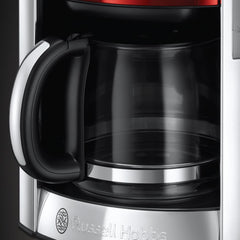 Cafetieră Russell Hobbs [Temporizator digital, Cap de duș pentru extracție și aromă optime] Luna Red (1 până la 12 cești, Carafă din sticlă de 1,5 l, Placă de încălzire, 1000 W) Cafetieră cu filtru 23240-56