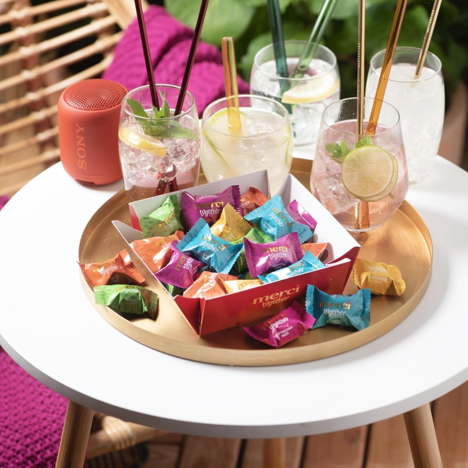 Merci Together – 1 x 175 g – Ciocolate umplute în cinci sortimente cu ciocolată fină cu lapte – Praline de ciocolată pentru a fi împărțite și oferite cadou