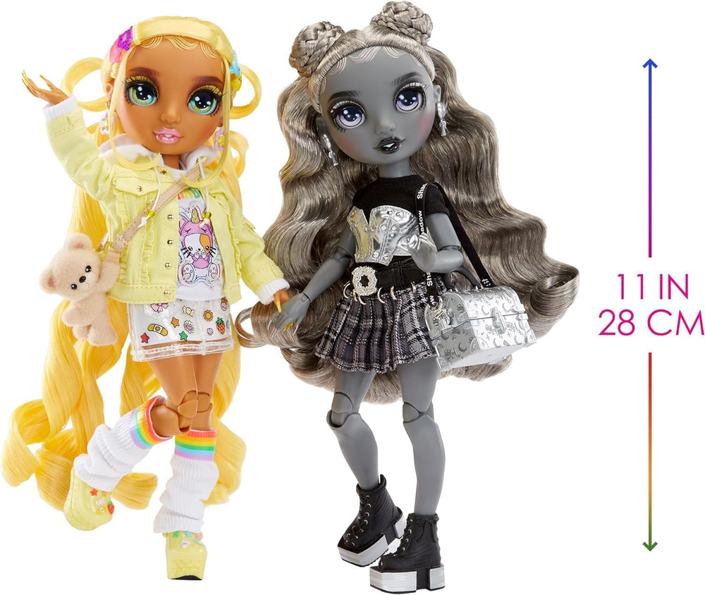 Rainbow High Shadow High Special Editon - Madison Twins Sunny & Luna - 2 Modepuppen mit gelben & grauen Designer-Mix & Match-Outfits mit Accessoires - Für Sammler und Kinder von 4-12 Jahren