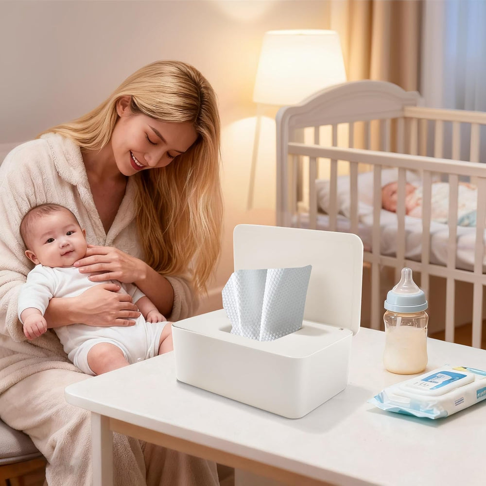 Cutie pentru șervețele umede cu capac, cutie pentru șervețele umede, distribuitor de șervețele umede pentru bebeluși, cutie de depozitare impermeabilă și sigilată, distribuitor de șervețele umede pentru baie, bucătărie, alb