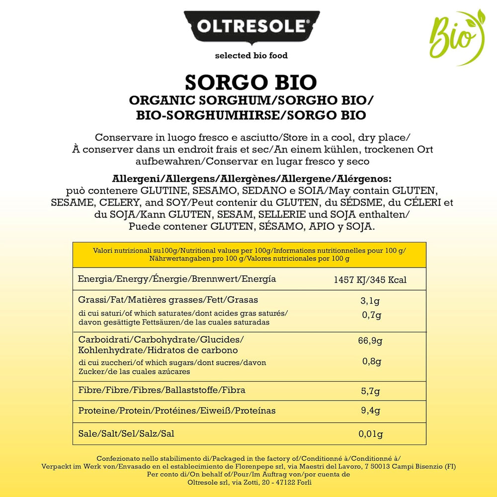 Sorg alb organic, 1 kg, decorticat, boabe crude, cultivat organic în Italia, pachet ideal pentru familie