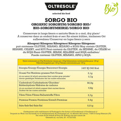 Sorg alb organic, 1 kg, decorticat, boabe crude, cultivat organic în Italia, pachet ideal pentru familie