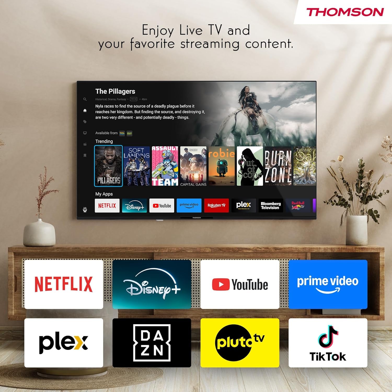 Televizor inteligent THOMSON FHD de 40 de inci (100 cm), Wi-Fi, control vocal, HDR10, Dolby Audio, tuner triplu (cablu/satelit/antenă), HDMI, USB, 1 GB RAM, 4 GB Flash – 40FT2S35