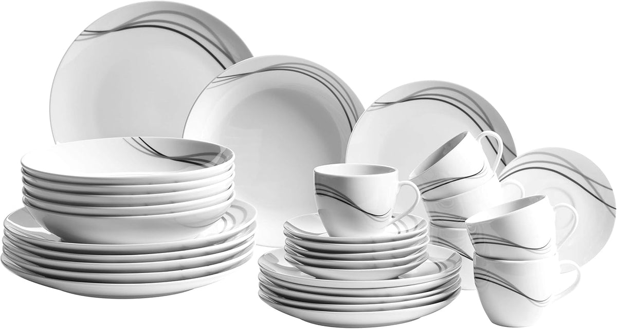 Set de veselă combinat Mäser, porțelan TAJO, alb, 40 x 60 x 40 cm