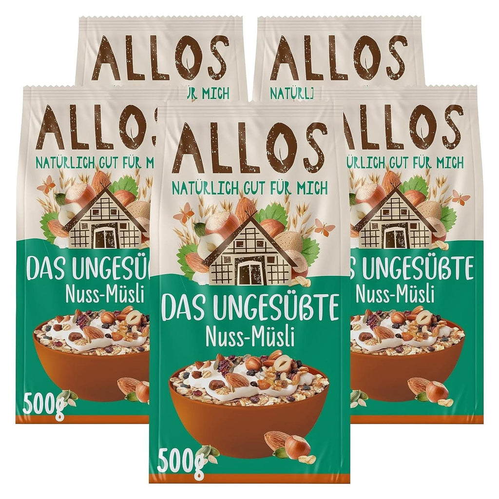 Allos, muesli de fructe de pădure neîndulcit, pachet 5 x 500 grame Cereale Naty Shop Alune de padure