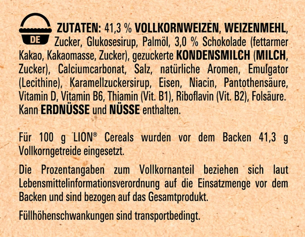 Cereale Nestlé Lion, Fulgi de porumb cu aromă de ciocolată și caramel, 41% cereale integrale vitale, cu vitamine și minerale, Fulgi crocanți, Pachet Maxi Value, Pachet de 4 (4 x 675g)