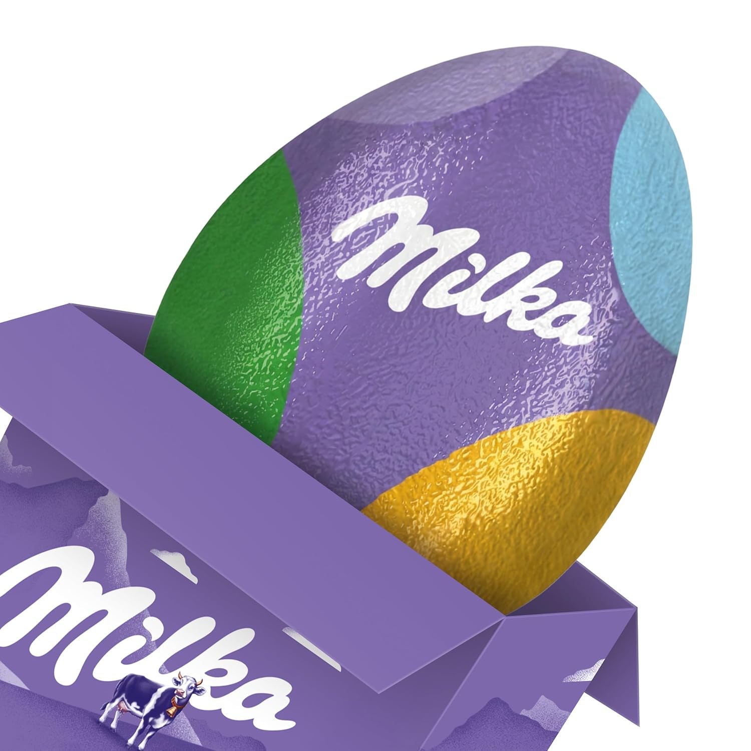 Milka Shake Me Egg – ou de ciocolată umplut cu mini-ouă colorate din ciocolată cu lapte alpină – 97g