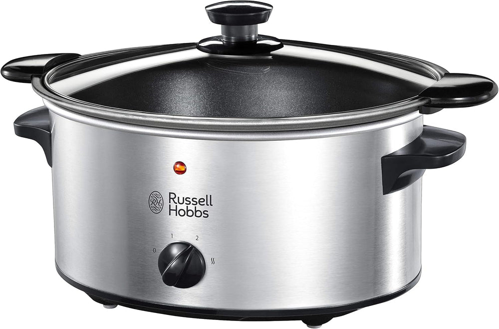 Russell Hobbs Slow Cooker, 3,5 litri cu strat antiaderent, oțel inoxidabil, 3 setări de temperatură și funcție de menținere la cald, 160 W Slow Cooker Naty Shop Default Title