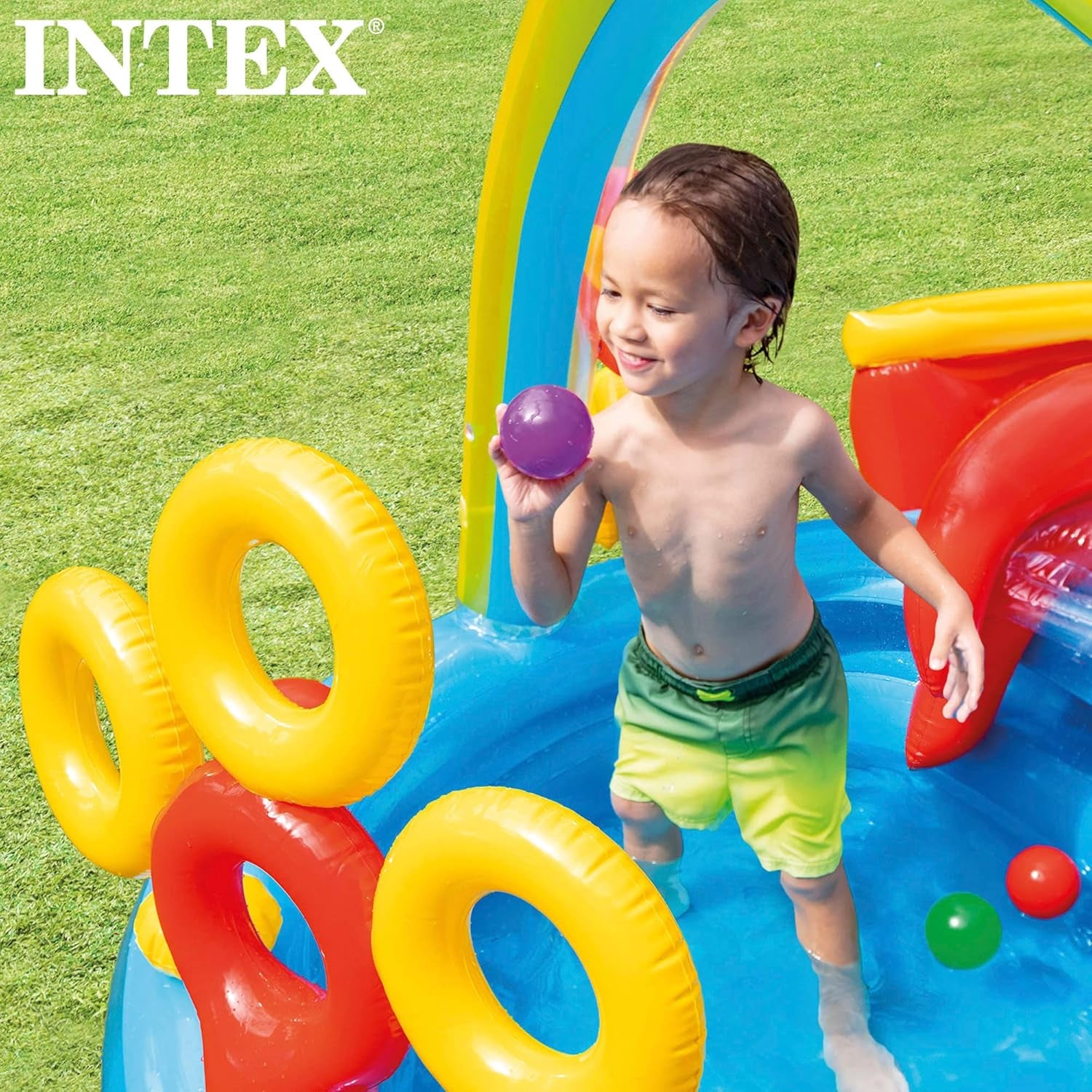 Centru de joacă Intex Rainbow Ring - Piscină supraterană pentru copii - Piscină pentru copii - 297 x 193 x 135 cm - Pentru 3+ ani 57453NP Multicolor 297x193x135 cm