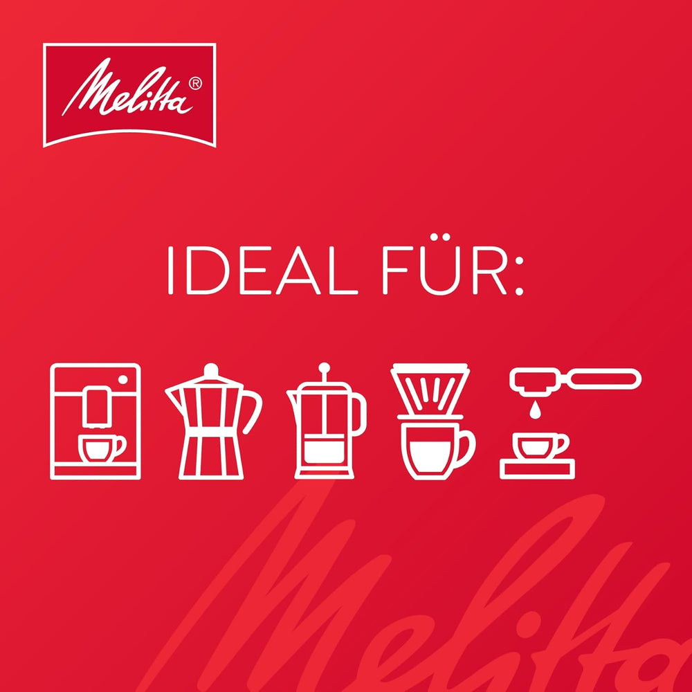 Melitta BellaCrema Espresso Ganze Kaffee-Bohnen 1kg, ungemahlen, Kaffeebohnen für Kaffee-Vollautomat, kräftige Röstung, geröstet in Deutschland, Stärke 5