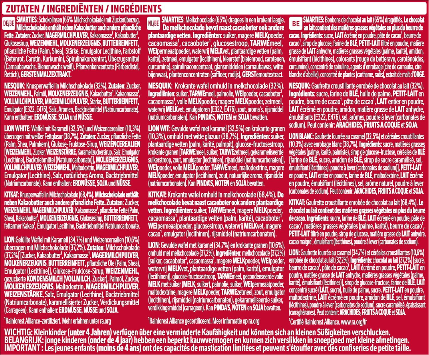 Batoane de ciocolată Mini Mix marca Nestlé, cinci arome delicioase, 19 batoane, pachet de 2 (1 x 321g)