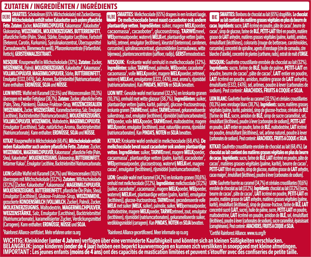 Batoane de ciocolată Mini Mix marca Nestlé, cinci arome delicioase, 19 batoane, pachet de 2 (1 x 321g)