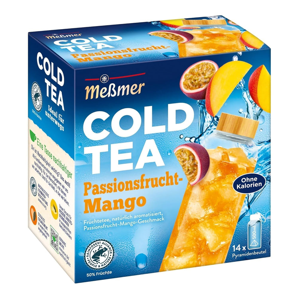 Meßmer Cold Tea Trinkpause Zmeură | Ceai de fructe, aromatizat natural, cu gust de zmeură | Ediție limitată | Pentru infuzie rece | 14 pliculețe piramidale