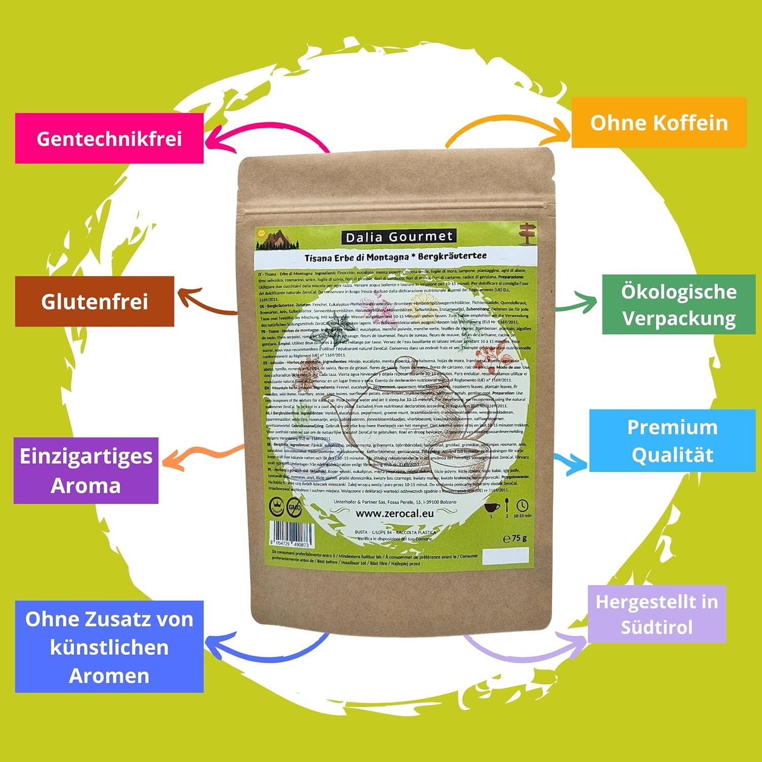 Ceai de plante vrac | Ceai de plante de munte 75 g | Calitate premium | Fără gluten | Fără lactoză | Vegan