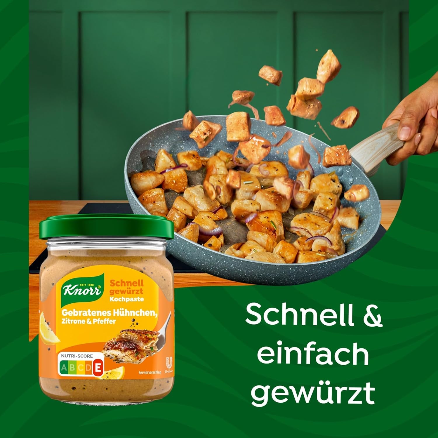 Knorr Schnell gewürzt Kochpaste Gebratenes Hühnchen, Zitrone & Pfeffer einfach & schnell für einen besonders intensiven, geballten Geschmack 165 g