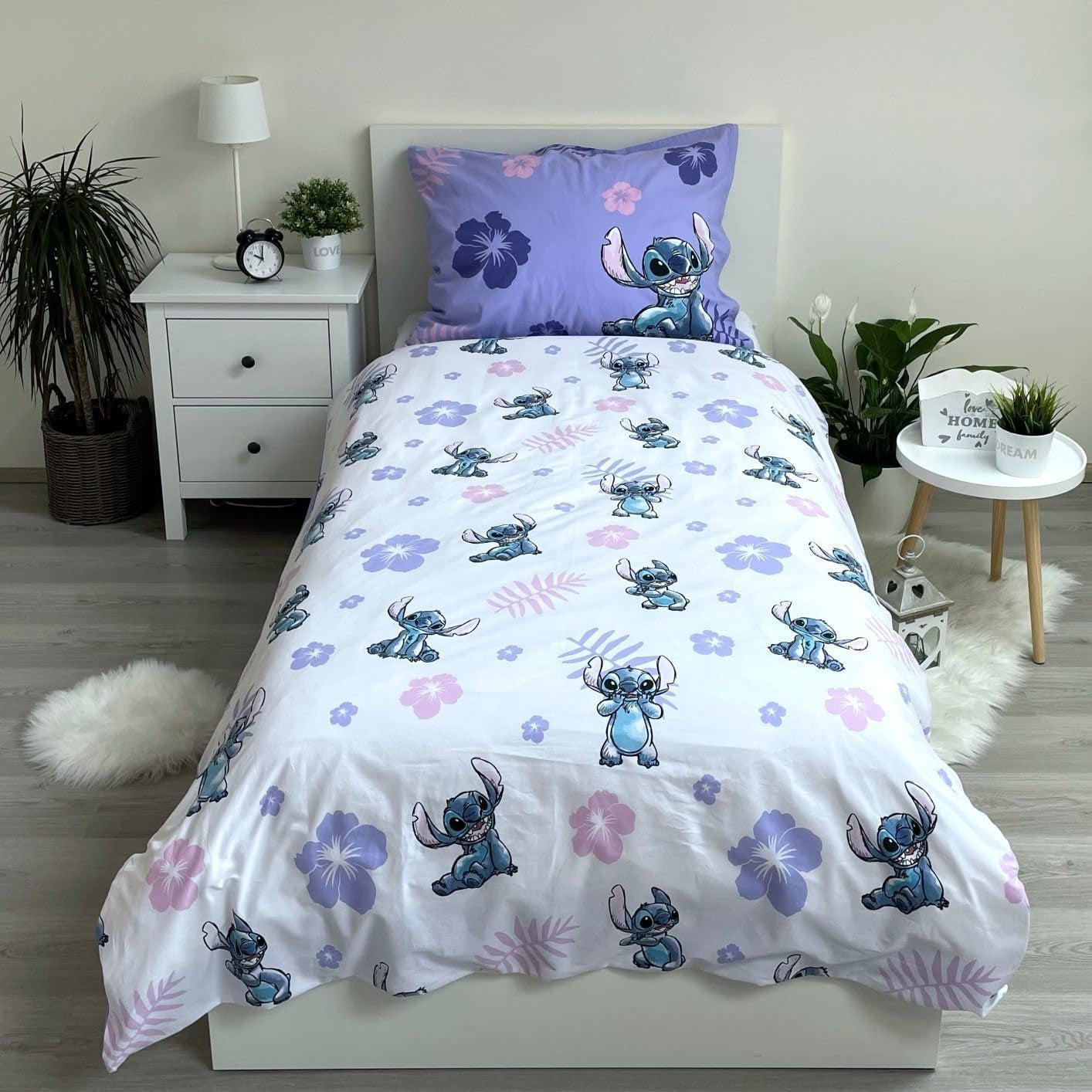 Lenjerie de pat pentru copii reversibilă, Lilo & Stitch, 100% bumbac Lenjerie de pat - copii Naty Shop