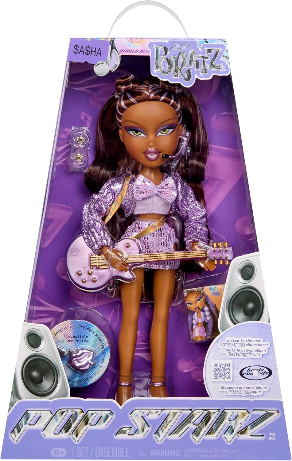 BRATZ Pop Starz Yasmin – Modepuppe mit Anhänger zum Sammeln, Outfit und Musikzubehör