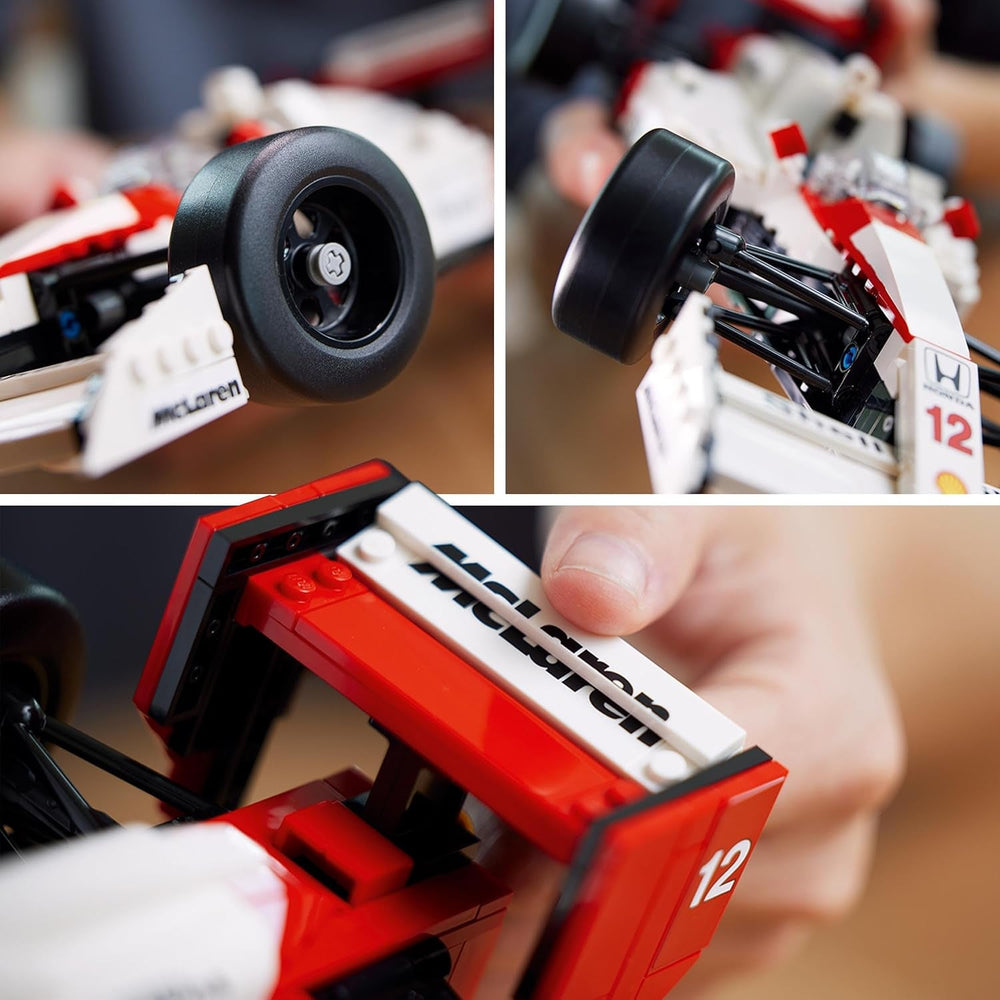 Set de mașini model LEGO Icons Mclaren MP4/4 & Ayrton Senna, kit de mașini de curse F1 pentru adulți cu mini-figură de pilot de curse, obiect de colecție, idee de cadou pentru bărbați, femei, el & ea 10330 Seturi de constructie Besuche den LEGO-Store