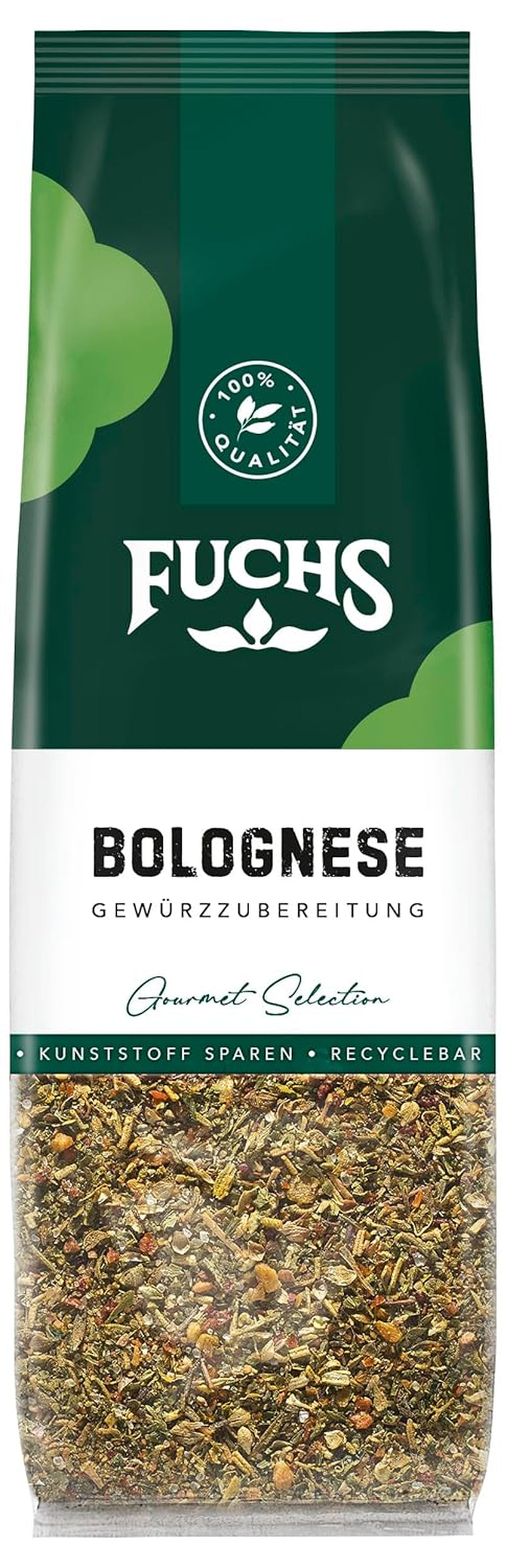 Fuchs Gewürze – Bolognese Gewürzzubereitung im recyclebaren Nachfüllbeutel, Gewürzmischung mit italienischen Kräutern, für Spaghetti- und weitere Pasta-Saucen - 50 g