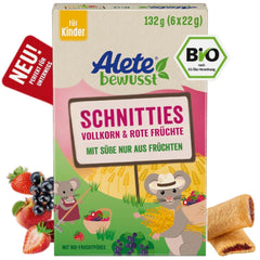 Alete Bio Schnitties, cereale integrale și fructe roșii 6 x 22 g Mama si Copilul Naty Shop