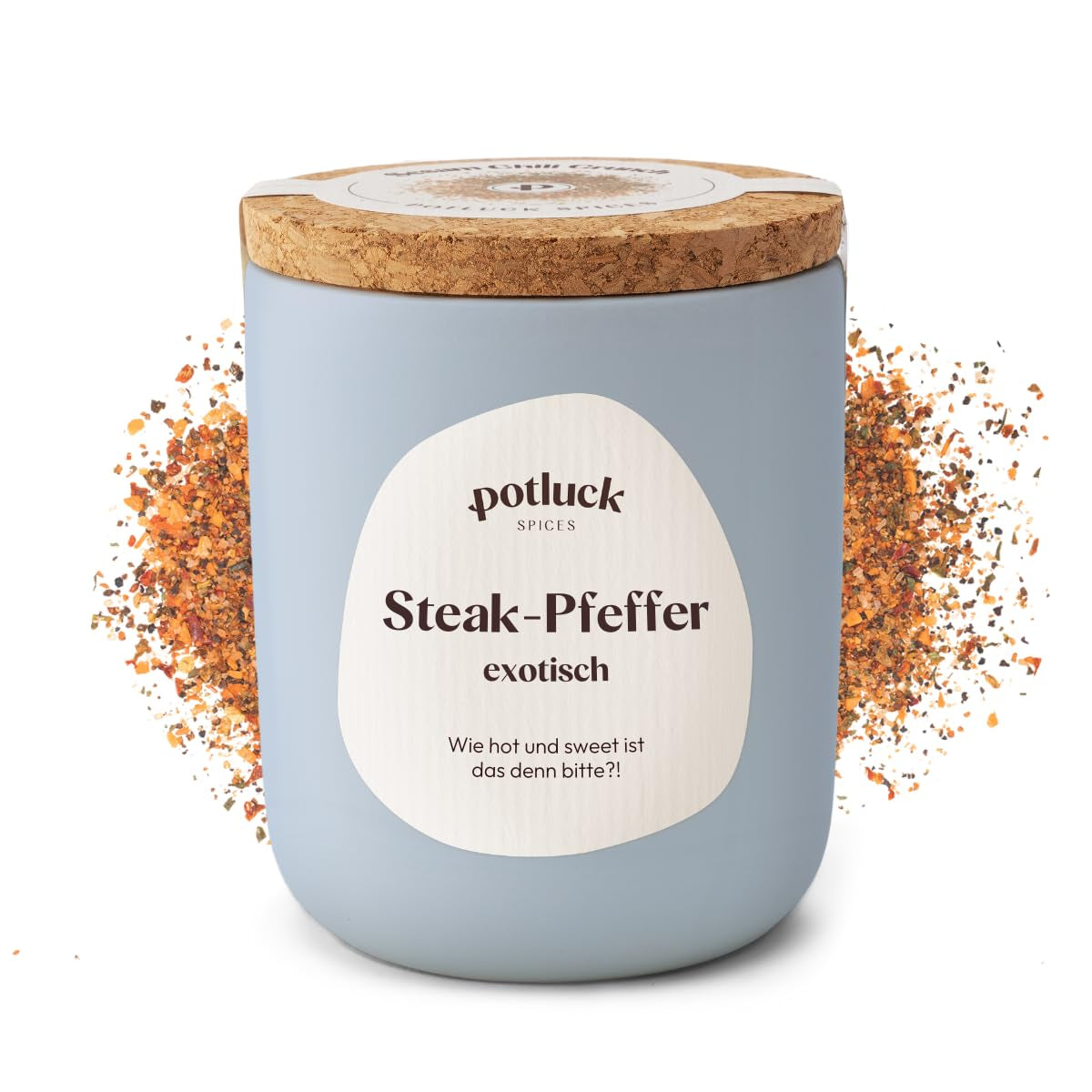 Potluck | Steak-Pfeffer exotisch | Gewürzzubereitung im Keramiktopf | 80g | Vegan, glutenfrei und mit natürlichen Inhaltsstoffen