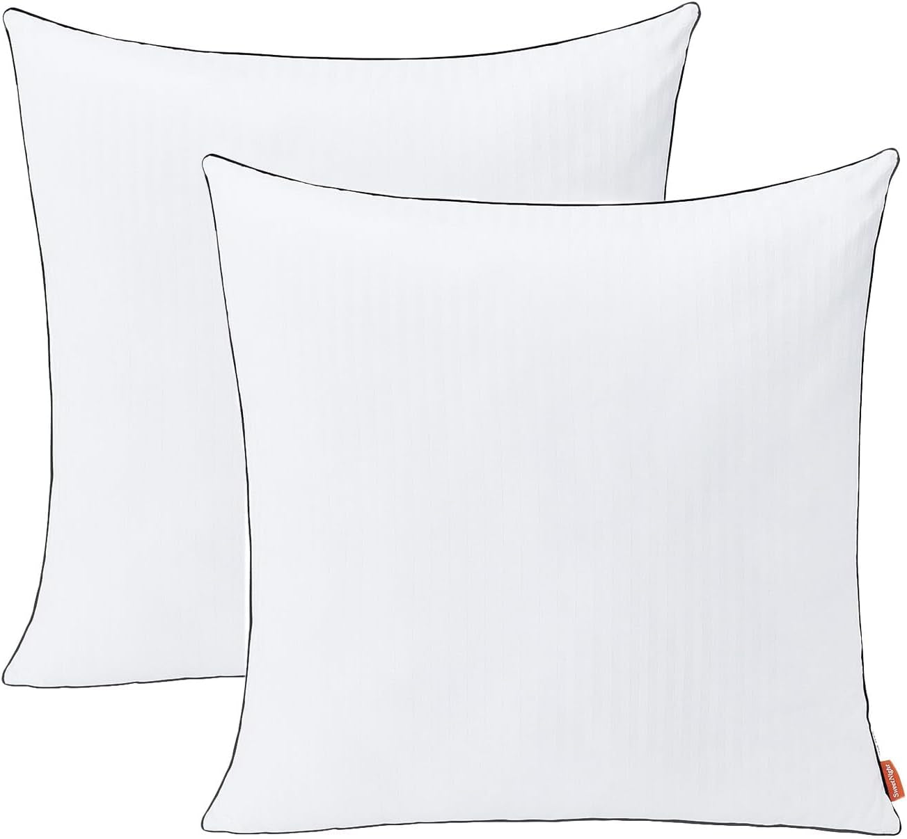 Pernă Sweetnight 80X80 Set de 2, pernă din microfibră 1300G, pernă moale și de susținere a gâtului pentru toate pozițiile de dormit, capac respirabil 100% bumbac, certificat Oeko-Tex Perne standard Naty Shop Alb 80 X 80 Cm Set de 2 Design cu dungi 1
