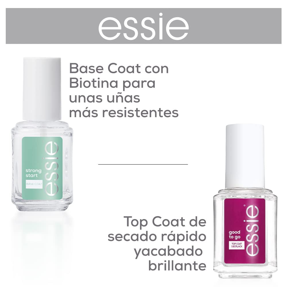 Set de ojă Essie Routine Nail Care Duo, cu bază Strong Start și top coat Good to Go. Set de ojă profesională pentru unghii mai puternice și mai sănătoase și un finisaj lucios, de lungă durată.