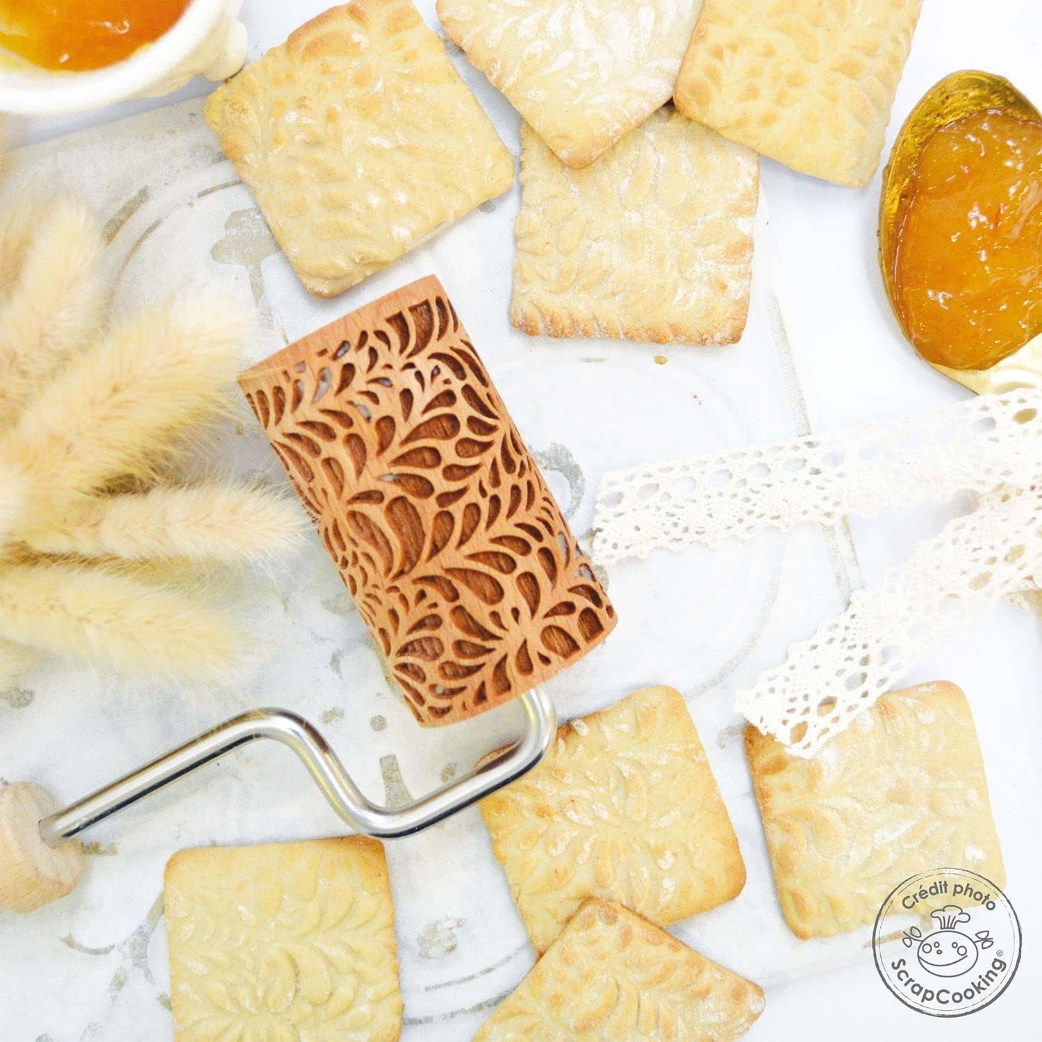 RESTURĂ DE GĂTIT - Mini rolă din lemn "Ondines" - Decorațiune pentru biscuiți, fursecuri șlefuite - 5308