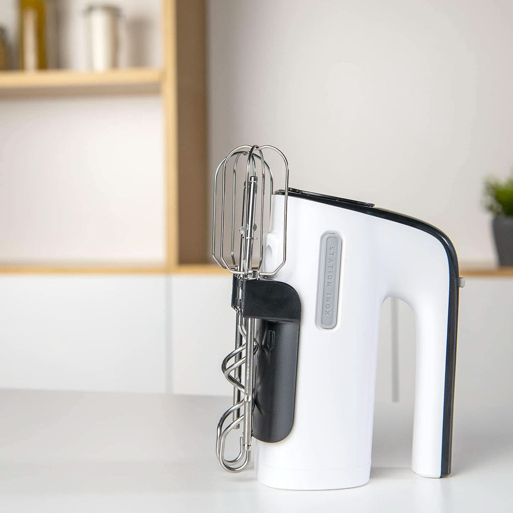 Taurus Station Inox - Standrührgerät Für Backwaren, 500W, 5 Geschwindigkeiten, Turbofunktion, 2 Arten Von Rührstäben: Kneten Und Mixen, Weiß/Schwarz Mama si Copilul Naty Shop