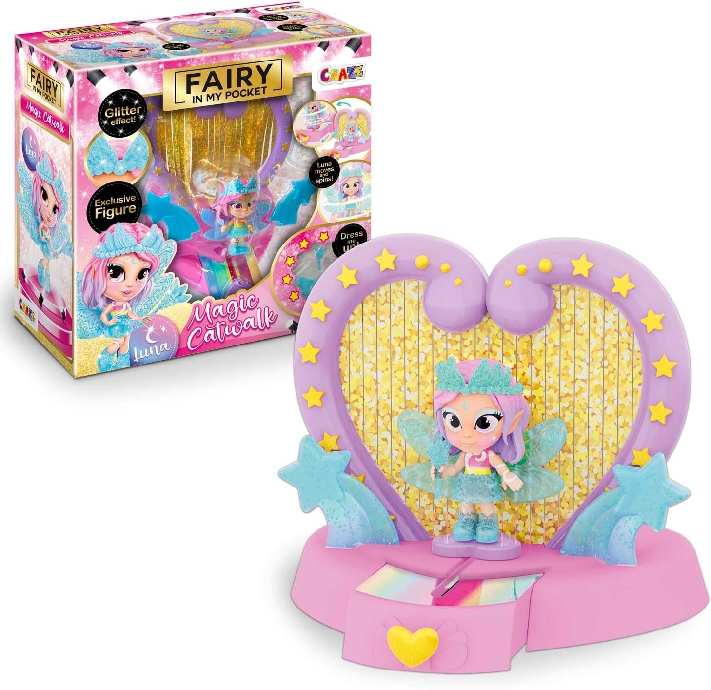 Craze Fairy In My Pocket | Fee Puppe mit Flügel, Fee Spielzeug zum Sammeln mit Spezialeffekten wie Glitzer, Leuchten im Dunkeln und Farbwechsel