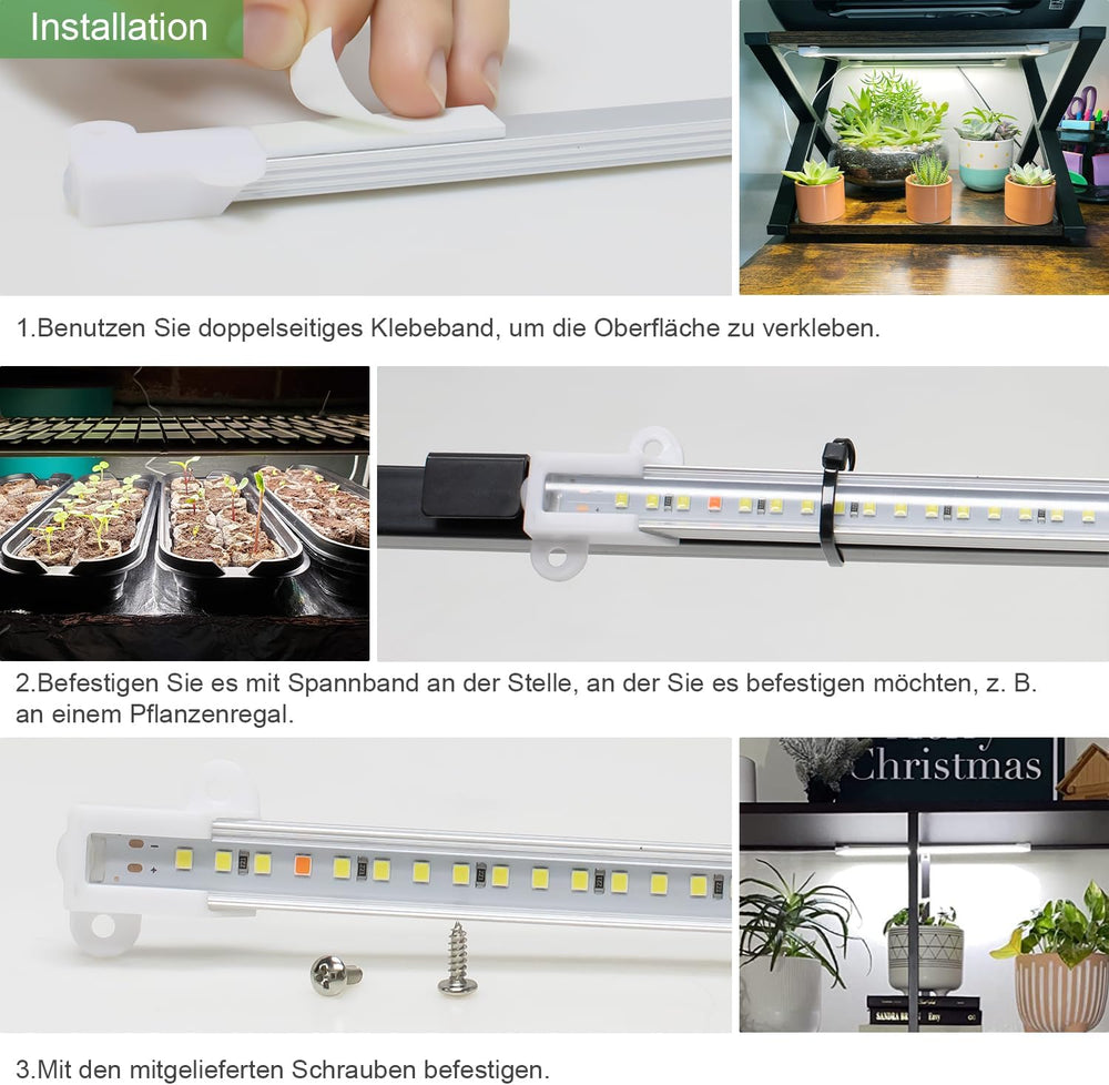 Lampă LED Wiaxulay cu spectru complet pentru plante, 6000K, lumini de creștere cu spectru complet pentru plante de interior cu temporizator de 6/12/16 ore, 5 niveluri reglabile pentru suculente hidroponice, raft pentru plante, 2 bucăți