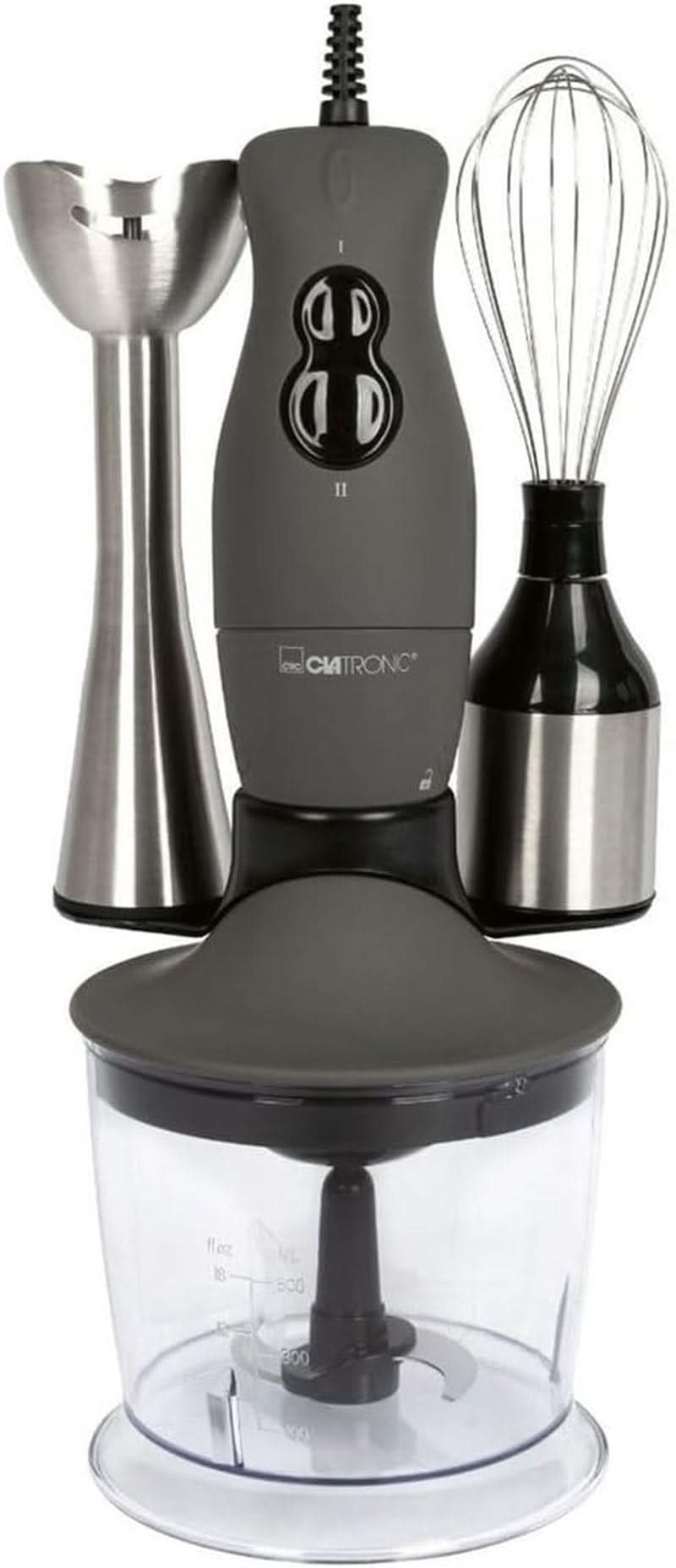 Clatronic® Stabmixer Set | Mixer, Pürierstab, Zerkleinerer Aus Edelstahl | 400 Watt | 2 Geschwindigkeitsstufen | Allesschneider | Mixbehälter | Schneebesen | Multizerkleinerer | SMS 3777 Bucatarie Naty Shop 400 Watt