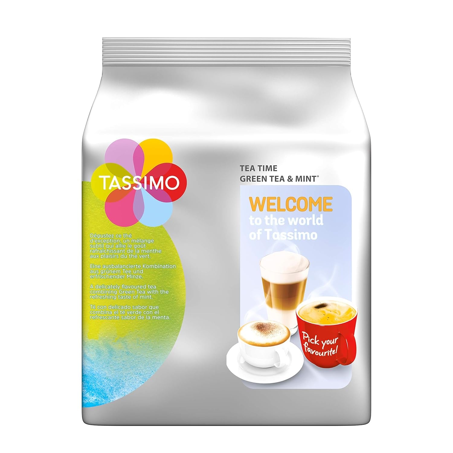 Tassimo Kapseln Tea Time Grüner Tee mit Minze, 5 x 16 Pads, 80 Teekapseln