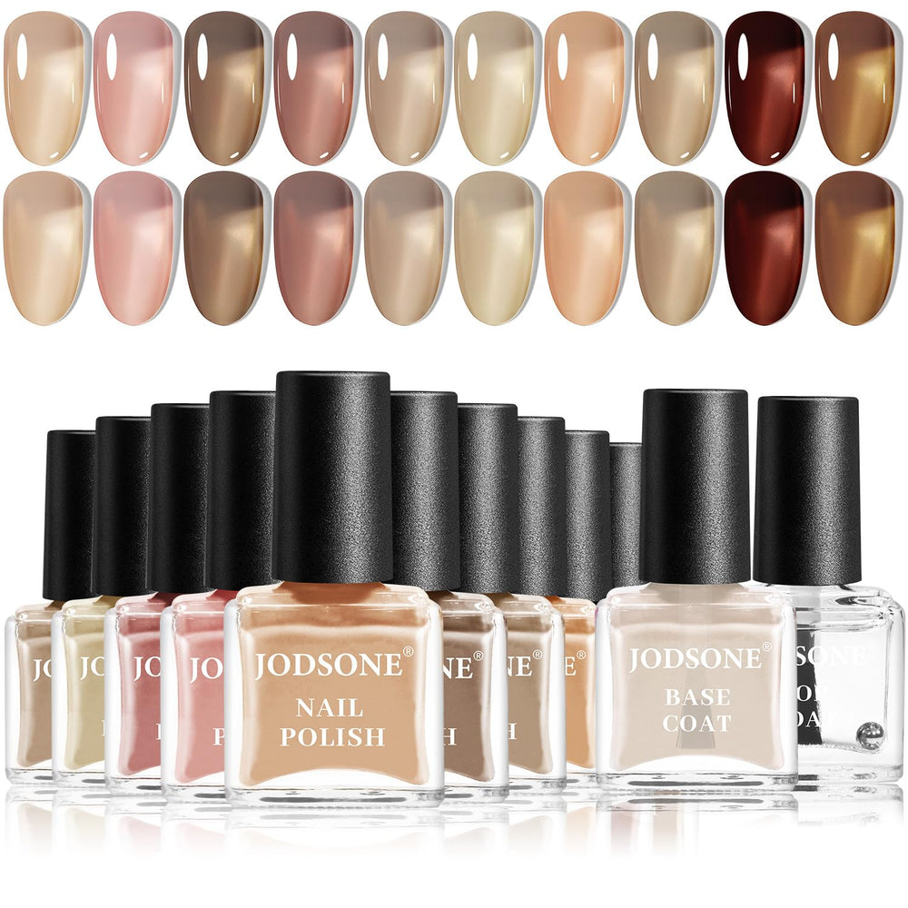 Set de ojă JODSONE cu 12 piese, combinație de 10 culori, 2 straturi de bază și top, ojă cu uscare rapidă pentru amatori și începători