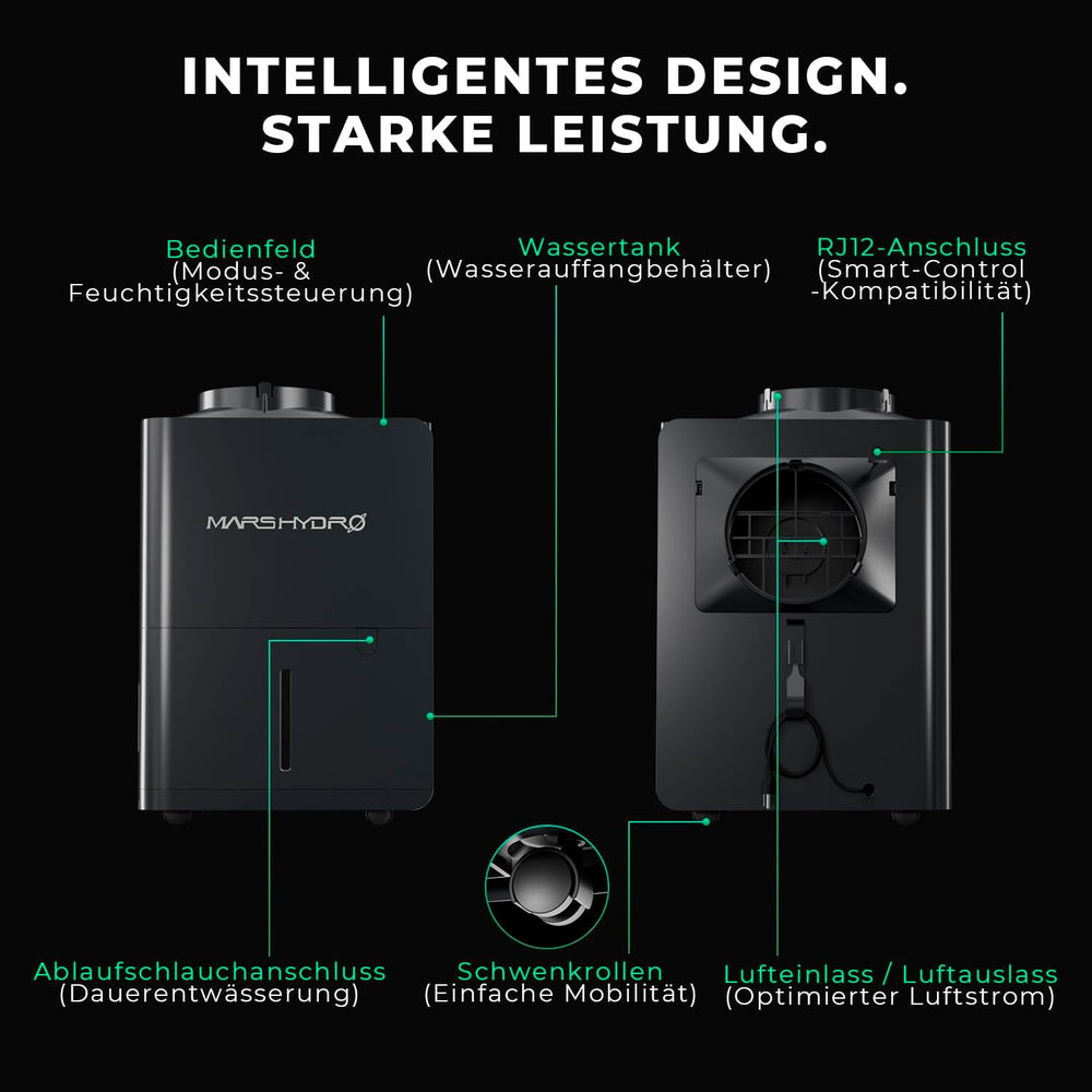 Dezumidificator MARS HYDRO, 12L/zi, Dezghețare automată, Funcție temporizator, Dezumidificator de cameră pentru corturi de creștere, subsoluri și plante, Rezervor de apă de 1,2L