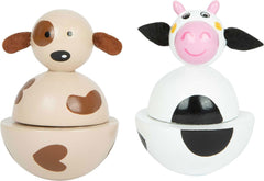 cutie muzicală cu picior mic ferma, din lemn cu motive vesele de animale, cutie muzicală pentru copii cu vârsta de peste 3 ani, 11715 Jucarii Bebe Naty Shop